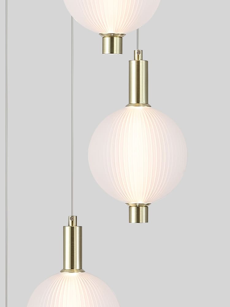 Searchlight Satin Brass 5 Light Glass Multi Drop Pendant - Image 2 of 5