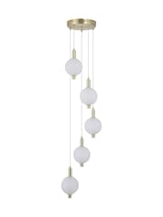 Searchlight Satin Brass 5 Light Glass Multi Drop Pendant - Image 5 of 5