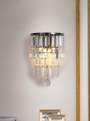 Searchlight Antique Brass 2 Light Clear Crystal Flush - Image 1 of 5