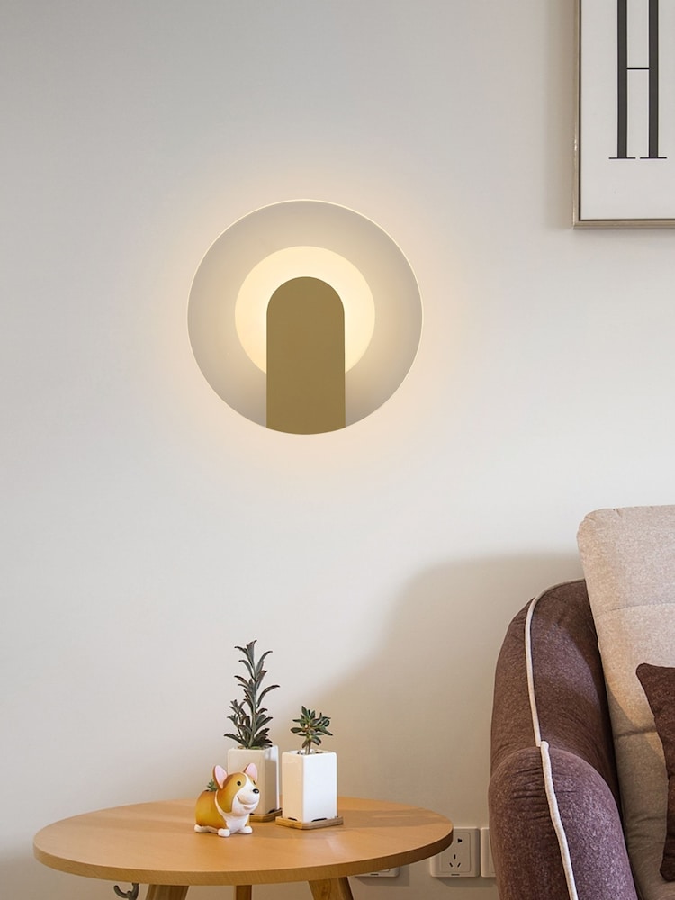 Searchlight Gold Glass Circular Wall Light - Image 1 of 5