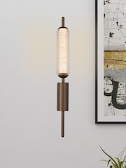 Searchlight Latte and Clear Glass Wall Light - Image 1 of 5