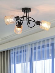 Searchlight Amber and Black 3 Light Metal & Glass Ceiling Lamp - Image 1 of 5