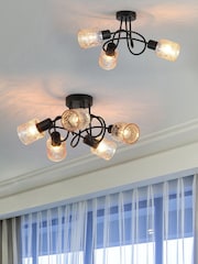 Searchlight Amber and Black 3 Light Metal & Glass Ceiling Lamp - Image 3 of 5