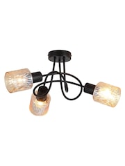 Searchlight Amber and Black 3 Light Metal & Glass Ceiling Lamp - Image 4 of 5