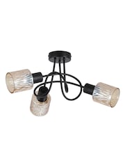 Searchlight Amber and Black 3 Light Metal & Glass Ceiling Lamp - Image 5 of 5