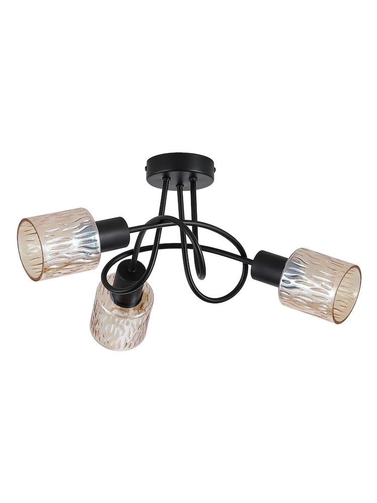 Searchlight Amber and Black 3 Light Metal & Glass Ceiling Lamp - Image 5 of 5