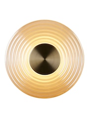 Searchlight Antique Brass and Amber Glass Wall Light - Image 4 of 5
