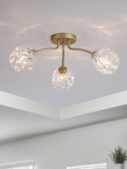 Searchlight 3 Light Textured Glass Flush - Image 1 of 5