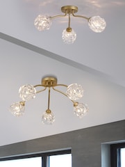 Searchlight 3 Light Textured Glass Flush - Image 3 of 5