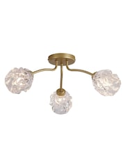 Searchlight 3 Light Textured Glass Flush - Image 4 of 5