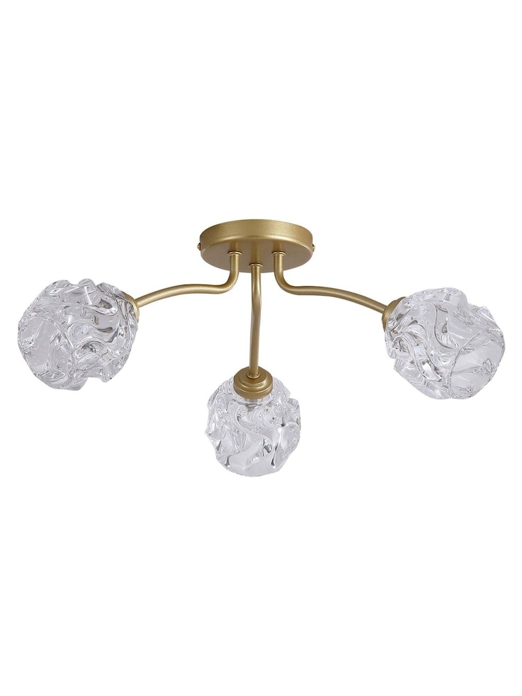 Searchlight 3 Light Textured Glass Flush - Image 5 of 5 Searchlight 3 Light Textured Glass Flush - Image 5 of 5