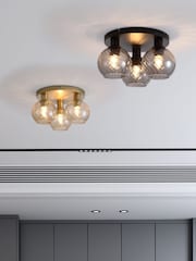 Searchlight Black and Smoke 3 Light Smoked Glass Flush - Image 2 of 5