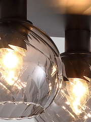 Searchlight Black and Smoke 3 Light Smoked Glass Flush - Image 3 of 5