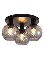 Searchlight Black and Smoke 3 Light Smoked Glass Flush - Image 4 of 5