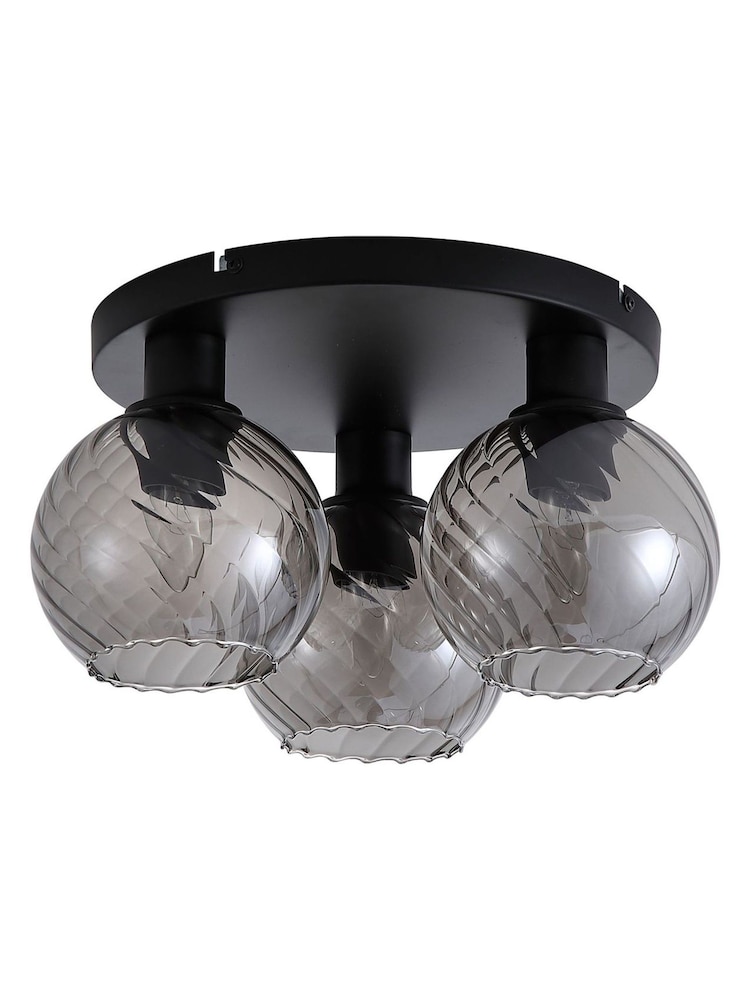 Searchlight Black and Smoke 3 Light Smoked Glass Flush - Image 5 of 5