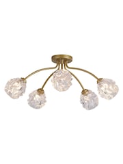 Searchlight Gold 5 Light Textured Glass Flush - Image 4 of 5