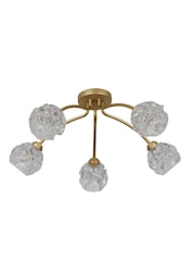 Searchlight Gold 5 Light Textured Glass Flush - Image 5 of 5