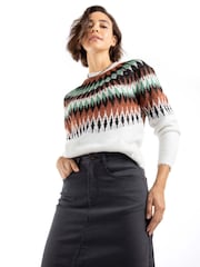 Blanco - Weird Fish Cedar Metallic Fairisle Pattern Jumper - Imagen 3 de 7