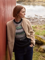 Negro - Weird Fish Cedar Metallic Fairisle Pattern Jumper - Imagen 1 de 8