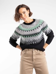 Negro - Weird Fish Cedar Metallic Fairisle Pattern Jumper - Imagen 2 de 8