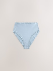 Purple/Green/Blue/Pink High Waist High Leg Cotton and Lace Knickers 10 Pack - Image 10 of 17