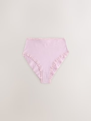 Purple/Green/Blue/Pink High Waist High Leg Cotton and Lace Knickers 10 Pack - Image 12 of 17