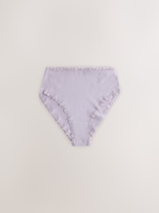 Purple/Green/Blue/Pink High Waist High Leg Cotton and Lace Knickers 10 Pack - Image 13 of 17