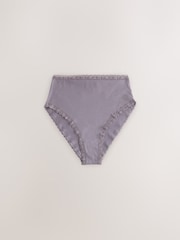 Purple/Green/Blue/Pink High Waist High Leg Cotton and Lace Knickers 10 Pack - Image 15 of 17