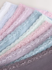 Purple/Green/Blue/Pink High Waist High Leg Cotton and Lace Knickers 10 Pack - Image 16 of 17