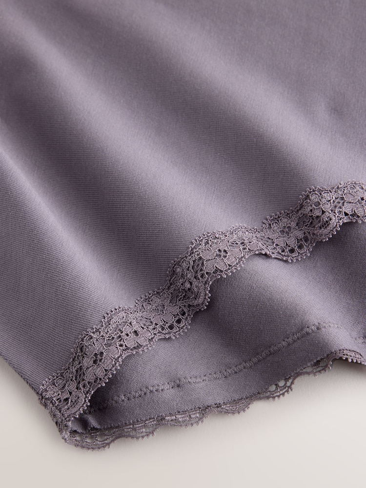 Purple/Green/Blue/Pink High Waist High Leg Cotton and Lace Knickers 10 Pack - Image 17 of 17