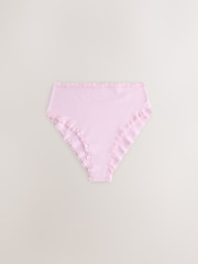Purple/Green/Blue/Pink High Waist High Leg Cotton and Lace Knickers 10 Pack - Image 8 of 17