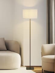 Searchlight Latte White 1 Light Floor Lamp with Linen Shade - Image 1 of 5