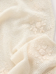 Ecru Floral Knit Wide Leg Trousers - Image 9 of 9