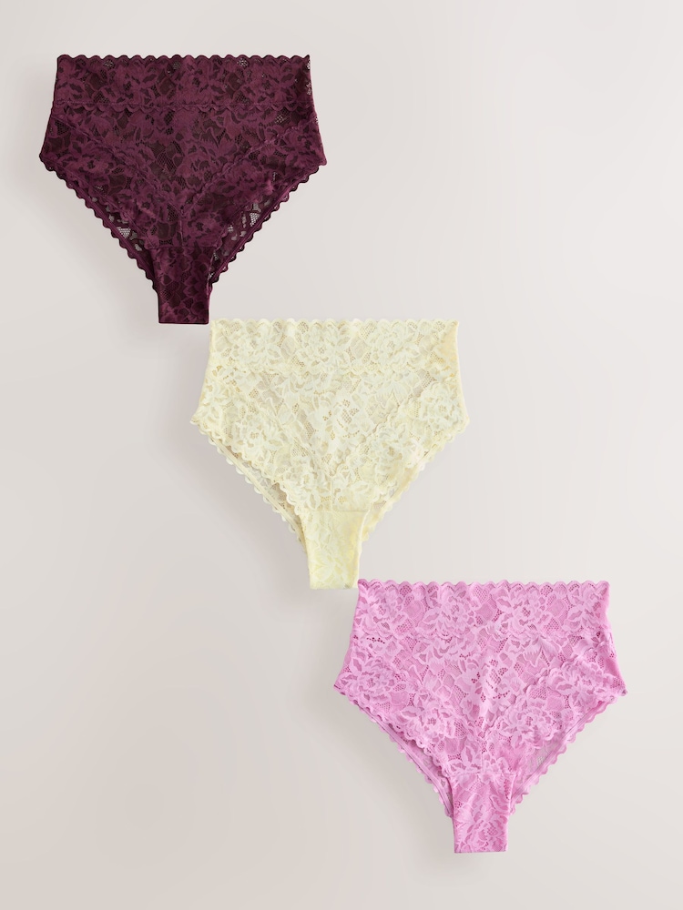 Chocolate Brown/Pink/Lime Green - Pakete ng All Over Lace na Pantalon 3 - Larawan 1 ng 10 Chocolate Brown/Pink/Lime Green - Pakete ng All Over Lace na Pantalon 3 - Larawan 1 ng 10