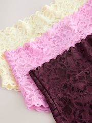 Chocolate Brown/Pink/Lime Green - Pakete ng All Over Lace na Pantalon 3 - Larawan 7 ng 10