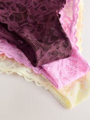 Chocolate Brown/Pink/Lime Green - Pakete ng All Over Lace na Pantalon 3 - Larawan 8 ng 10
