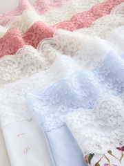 Pink/Cream Full Brief Cotton and Lace Knickers 7 Pack - Image 10 of 13