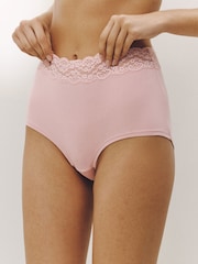 Pink/Cream Full Brief Cotton and Lace Knickers 7 Pack - Image 11 of 13
