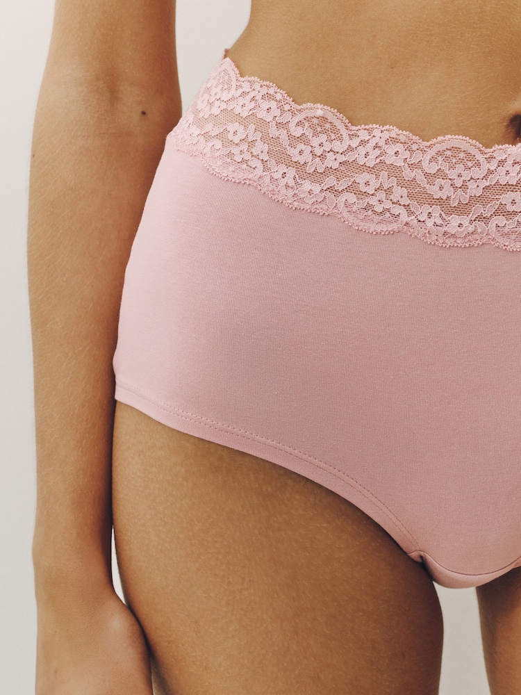 Pink/Cream Full Brief Cotton and Lace Knickers 7 Pack - Image 13 of 13 Pink/Cream Full Brief Cotton and Lace Knickers 7 Pack - Image 13 of 13
