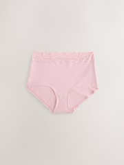 Pink/Cream Full Brief Cotton and Lace Knickers 7 Pack - Image 2 of 13
