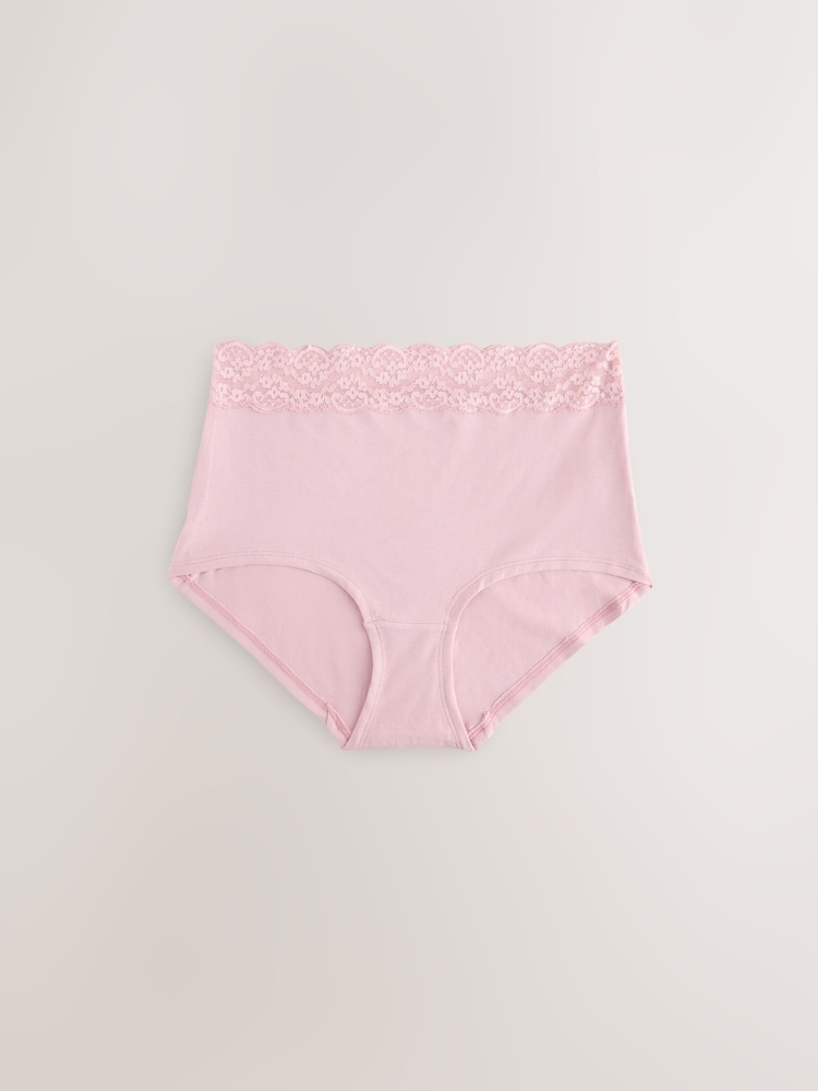 Pink/Cream Full Brief Cotton and Lace Knickers 7 Pack - Image 2 of 13 Pink/Cream Full Brief Cotton and Lace Knickers 7 Pack - Image 2 of 13