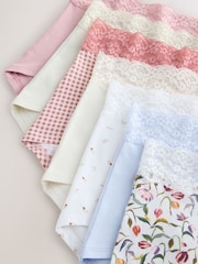 Pink/Cream Full Brief Cotton and Lace Knickers 7 Pack - Image 9 of 13