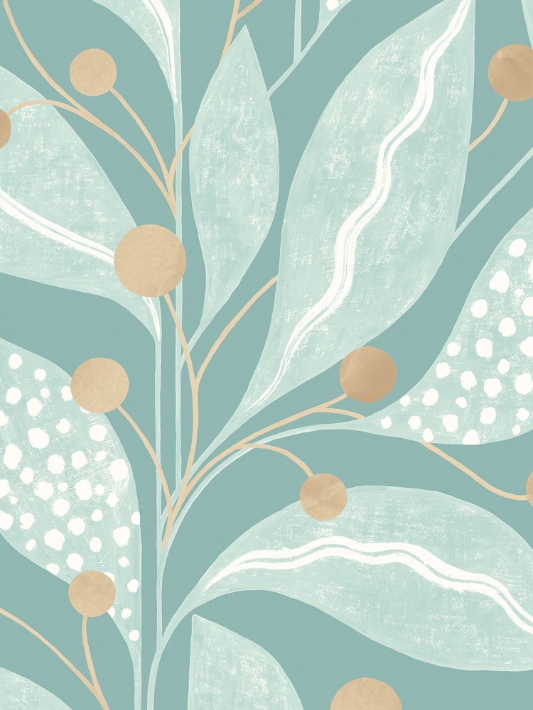 Ohpopsi Dark Seafoam Berry Dot Soft Sage A4 Wallpaper Sample - Image 1 of 1