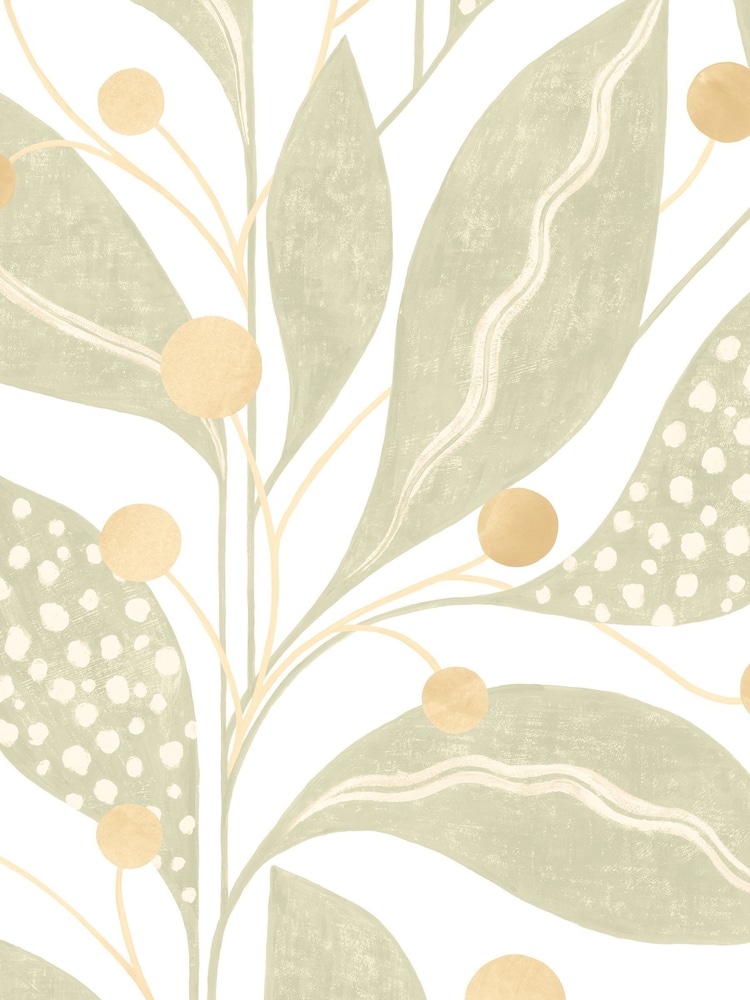 Ohpopsi Soft Sage Berry Dot Soft Sage A4 Wallpaper Sample - Image 1 of 1