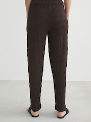 Chocolate Brown Textured Barrel Leg Trousers - Image 4 of 8
