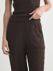 Chocolate Brown Textured Barrel Leg Trousers - Image 5 of 8