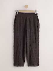 Chocolate Brown Textured Barrel Leg Trousers - Image 6 of 8