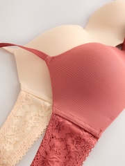 Rust/Ecru Light Padded Non Wire Ultimate Comfort Bras 2 Pack - Image 9 of 10