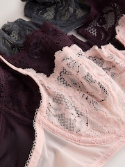 Grey/Pink/Plum Non Padded Balcony Lace Bras 3 Pack (E76841) - Image 10 of 11