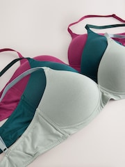 Πράσινο/Μωβ - Cotton Blend Ultimate Comfort Σουτιέν 3 Πακέτο - Εικόνα 9 από 10